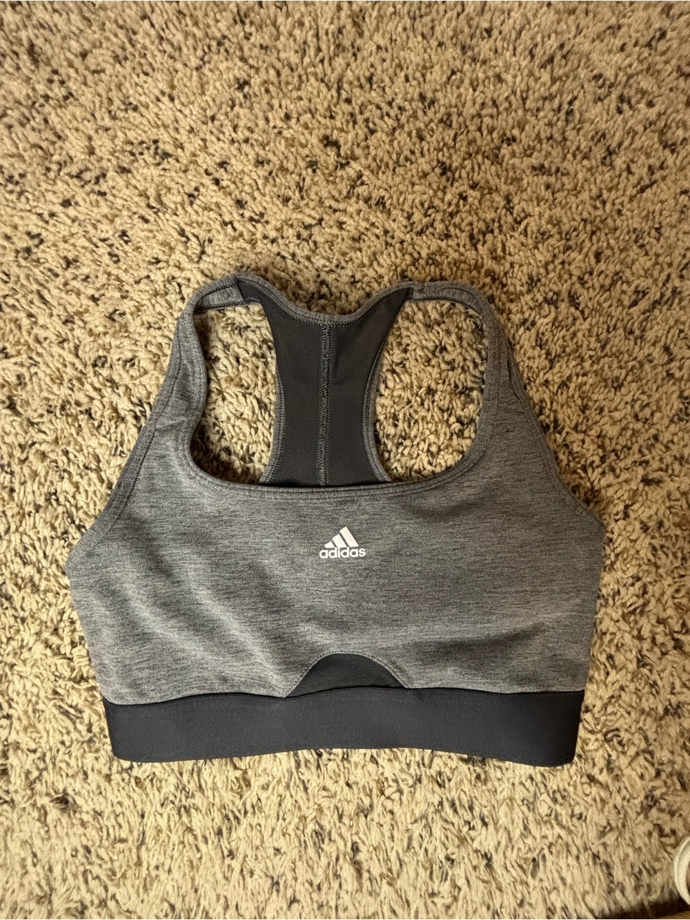 adidas Women’s Sports Bra XS A-C Gray Black Racerback Athletic Workout